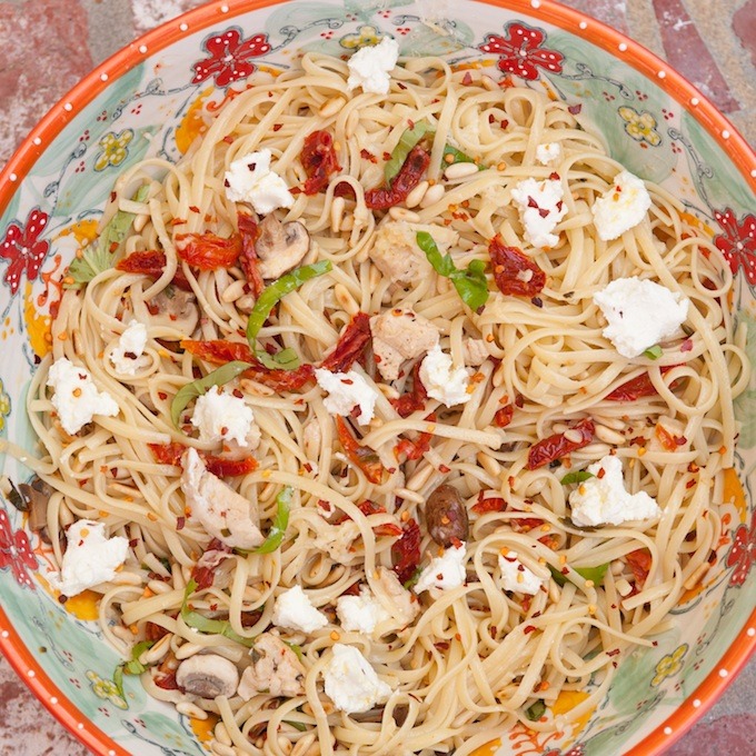 Linguini with Chicken and Goat Cheese