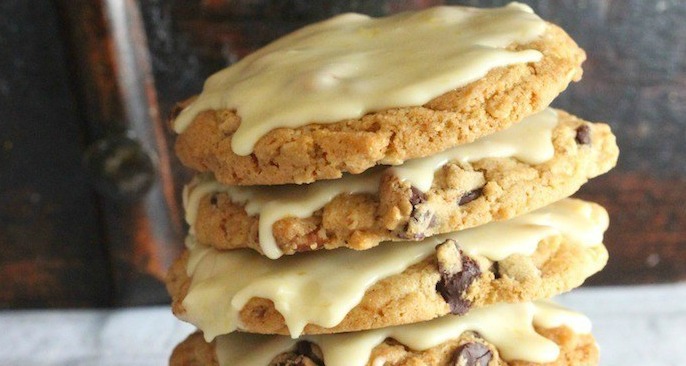 Chocolate Chip Oatmeal Pecan Cookies with Orange Zest Glaze