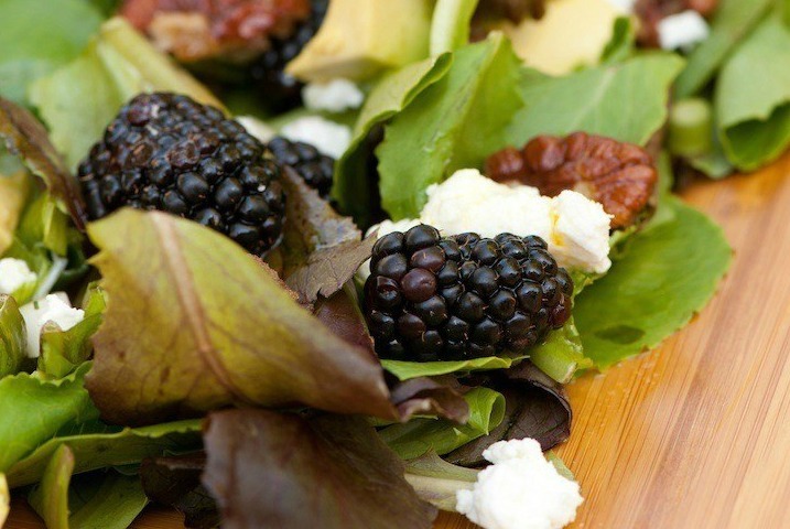 Greens with Blackberries and Passionfruit Vinaigrette