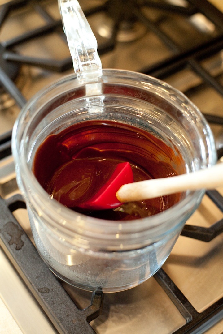 A double boiler on the cook top filled with melting chocolate. How to Make Chocolate Bark