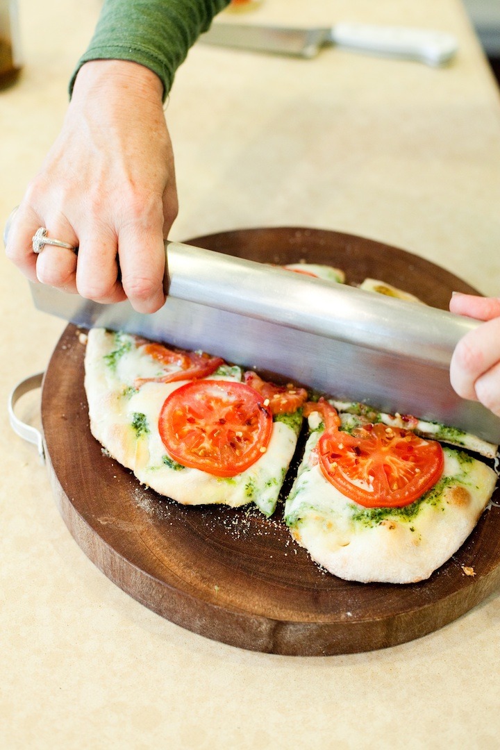 Fresh Tomato and Basil Pesto Pizza