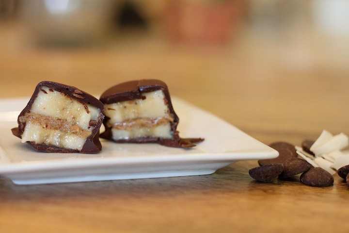 Chocolate Covered Nut Butter Banana Bites