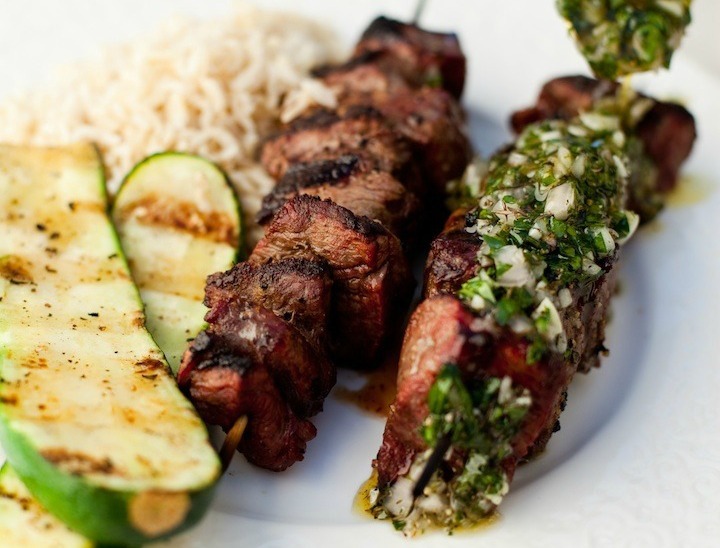 Argentinian Beef Kabobs with Chimichurri Sauce