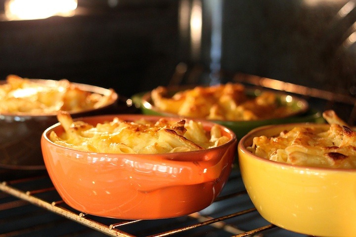 Spicy Penne Rigate baking in the oven