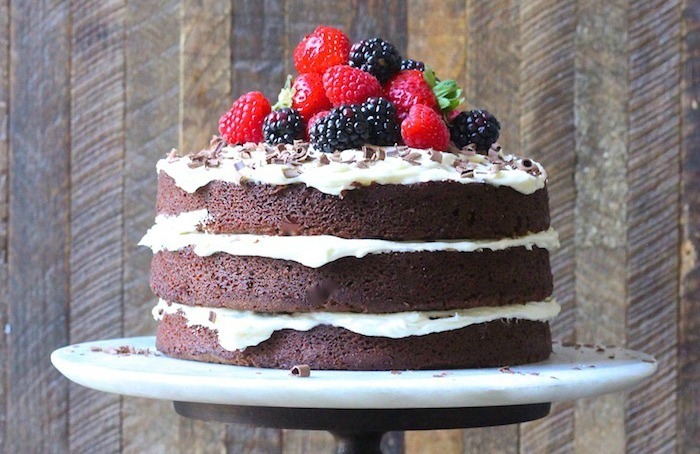 Naked Chocolate Cake with Buttercream Frosting