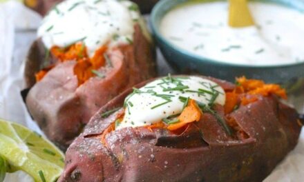 Baked Sweet Potatoes with Spicy Maple Creme Fraiche