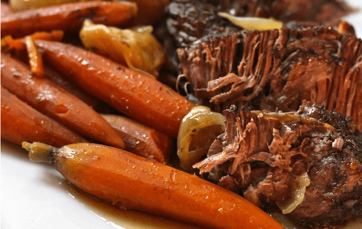 Slow Cooker Pot Roast with Shallots and Baby Carrots