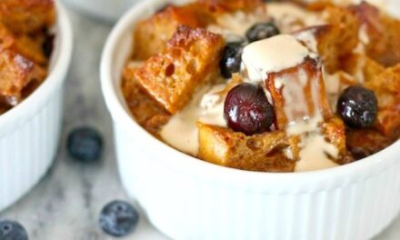 Heavenly Blueberry Bread Pudding with Vanilla Cream Sauce