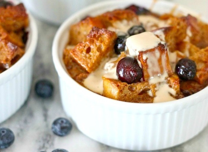 Heavenly Blueberry Bread Pudding with Vanilla Cream Sauce