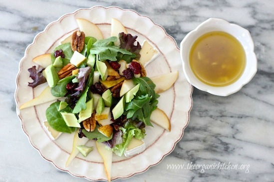 Pear and Brie Salad with Honey Champagne Vinaigrette