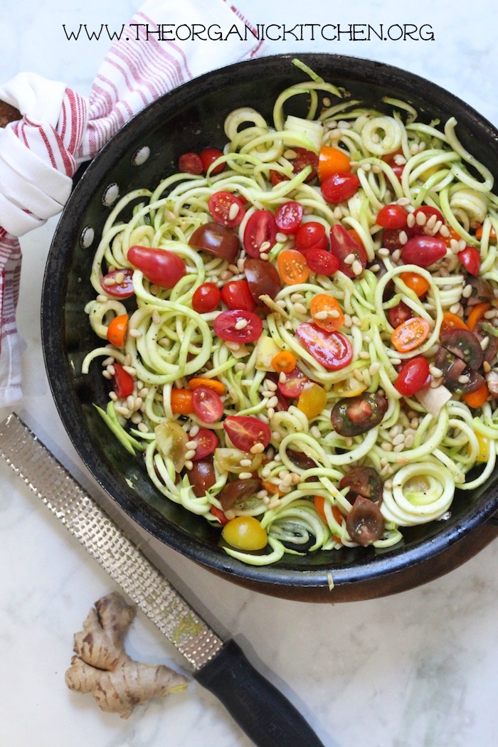 Zucchini Noodles with Ginger and Tomatoes- Paleo- Whole 30- Vegan