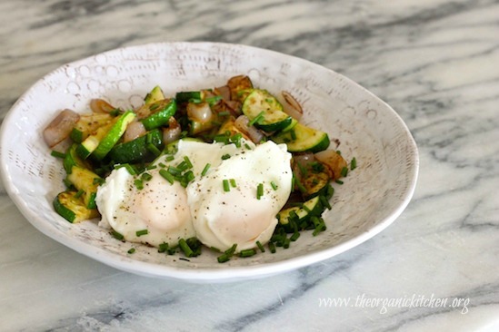 Poached Eggs Over Zucchini Hash