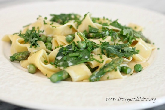 Creamy Spring Pasta with Baby Kale and Spinach ~ With a Vegan Option