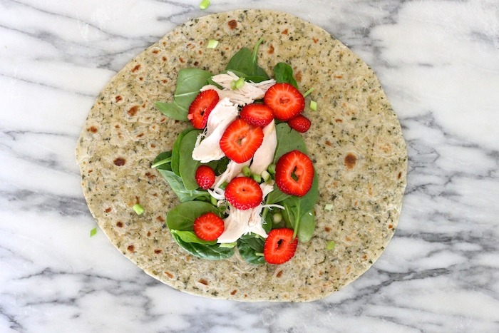 Spinach and Strawberry Salad Wrap
