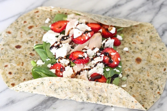 Spinach and Strawberry Salad Wrap