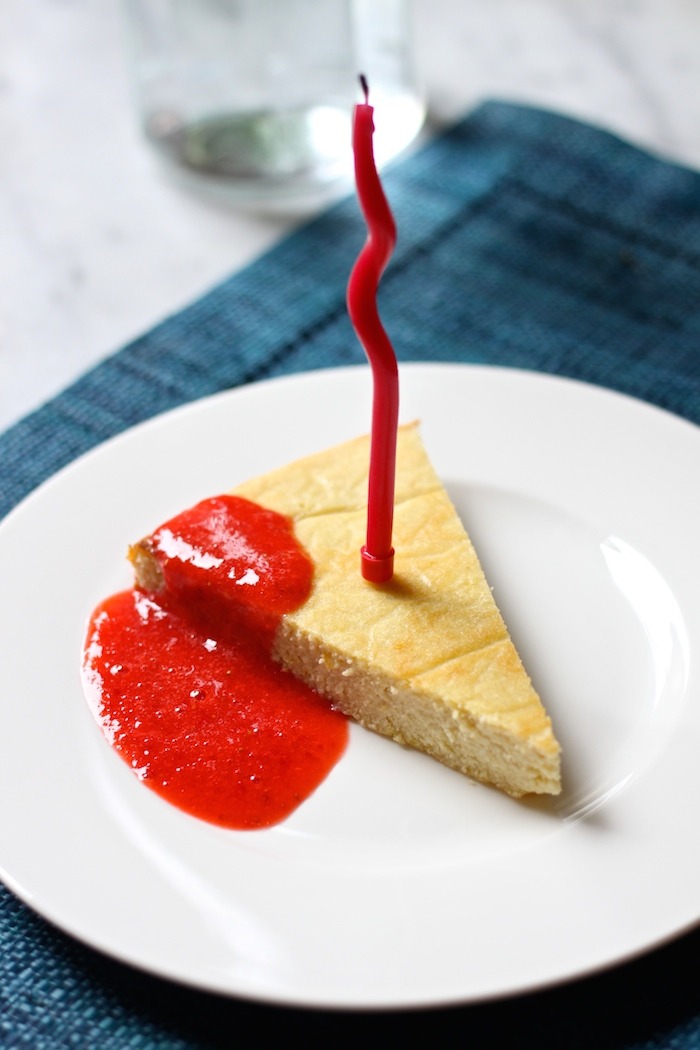 Lemon Ricotta Cheesecake with Strawberry Coulis