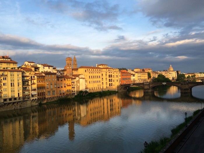 The Ponte Vecchio (bridge)over the Arno river in Florence Italy