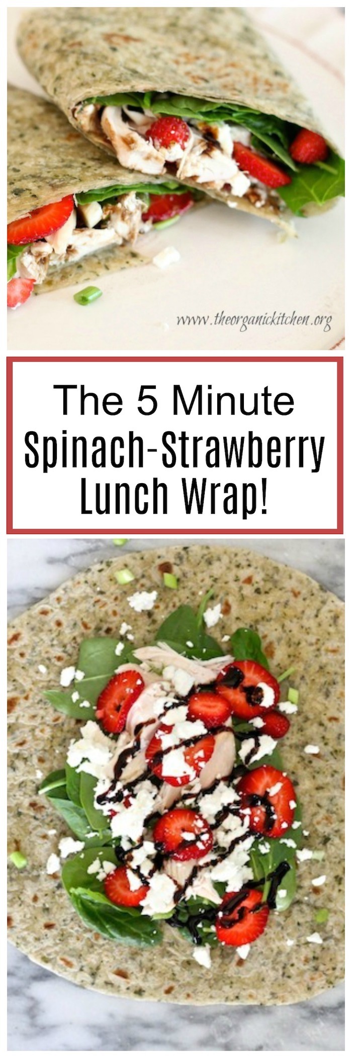 Spinach Strawberry Salad Wrap on white plate