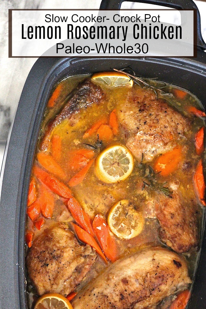 Slow Cooker Lemon Chicken with Rosemary #crockpot #chickendinner #paleo #whole30 #slowcooker