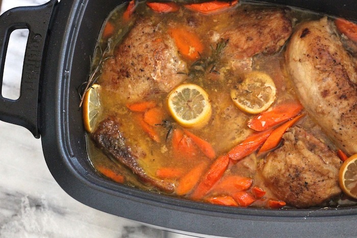 Slow Cooker Lemon Chicken with Rosemary #crockpot #chickendinner #paleo #whole30 #slowcooker