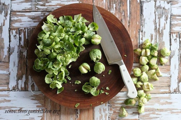 Grilled Cheese with Apples and Caramelized Onions, Crispy Brussels Sprout Leaves