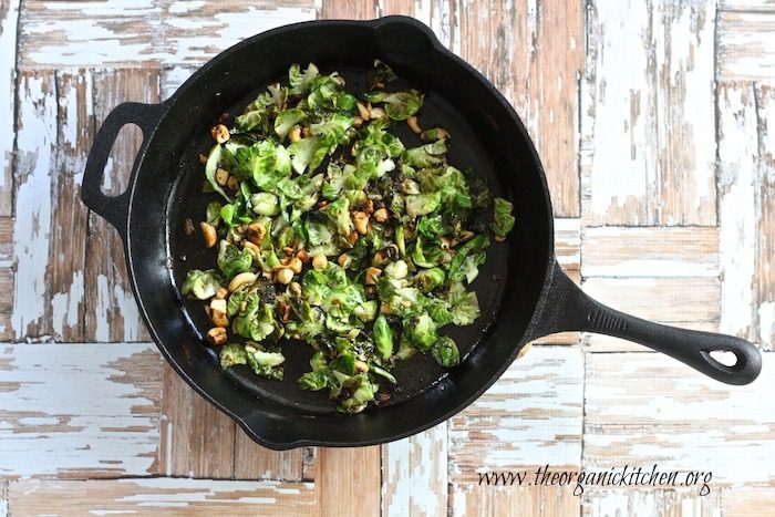 Grilled Cheese with Apples and Caramelized Onions, Crispy Brussels Sprout Leaves