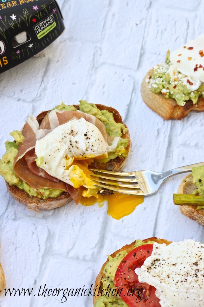 Avocado Toast with Perfectly Poached Eggs with runny yolk