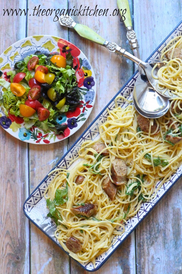 Spaghetti Carbonara with Italian Sausage