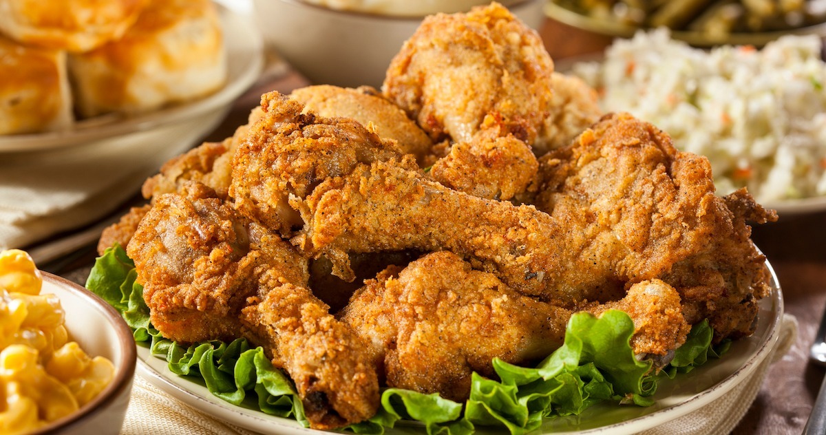 Picnic Perfect Oven Finished Fried Chicken with Healthy Fixings The