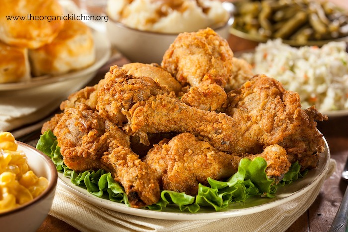 Picnic Perfect Oven Finished Fried Chicken with Healthy Fixings