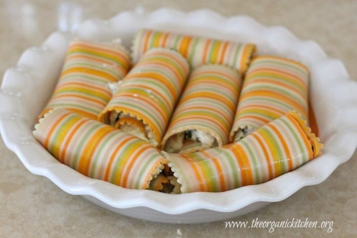 Three Cheese Lasagna Rolls with Chicken and Butternut Pasta Sauce