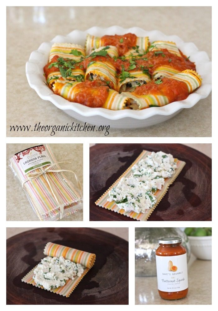 Three Cheese Lasagna Rolls with Chicken and Butternut Pasta Sauce