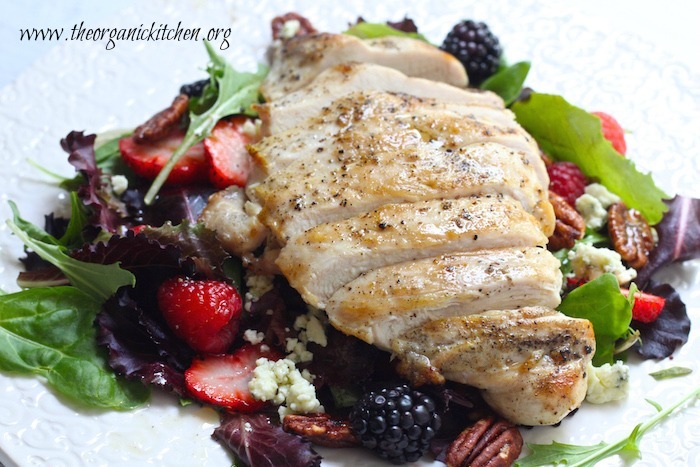 Grilled Chicken Salad with Berries and Honey Lemon Dressing