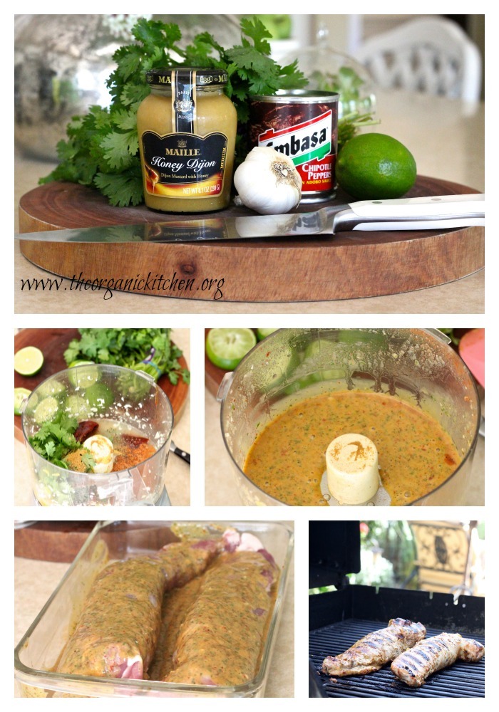 A collage of pictures showing how to make BBQ Spicy Lime Pork Tenderloin
