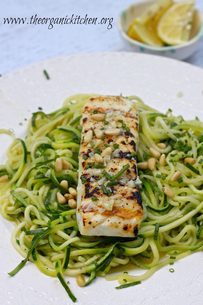 This Lemon Butter Halibut with Zoodles can be made in 15 minutes! Both the halibut and the zoodles take less than 5 minutes to cook.