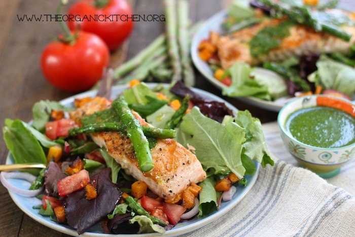 Salmon Salad with Basil Vinaigrette~ Paleo, Whole 30