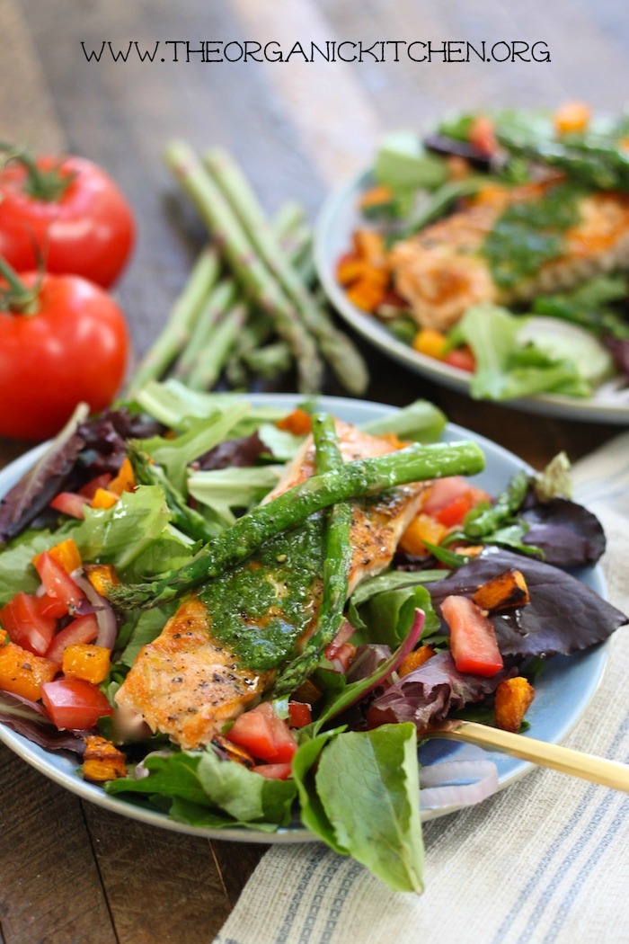 Salmon Salad with Basil Vinaigrette~ Paleo, Whole 30