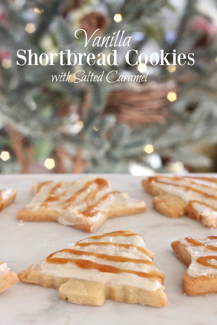 Vanilla Shortbread Cookies with Salted Caramel