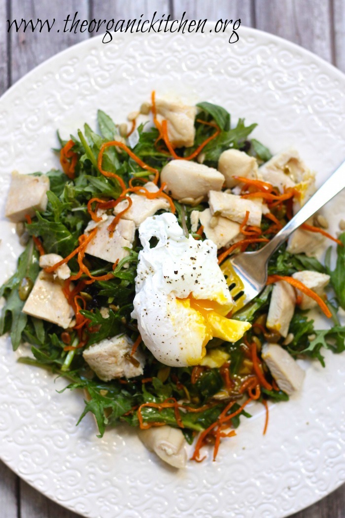 Baby Kale Chicken Salad with Crispy Sweet Potatoes