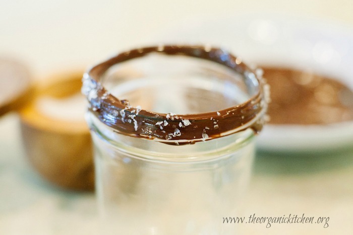 Root Beer Float in Mason Jar with Chocolate and Sea Salt Rim