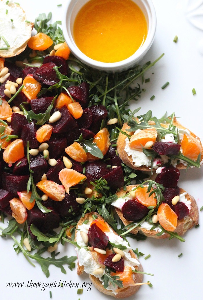 15 Minute Beet and Citrus Salad Crostini