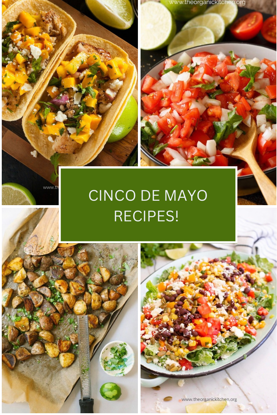 A Collection of Recipes for Cinco de Mayo A collage of four photos of Mexican food for Cinco de Mayo!