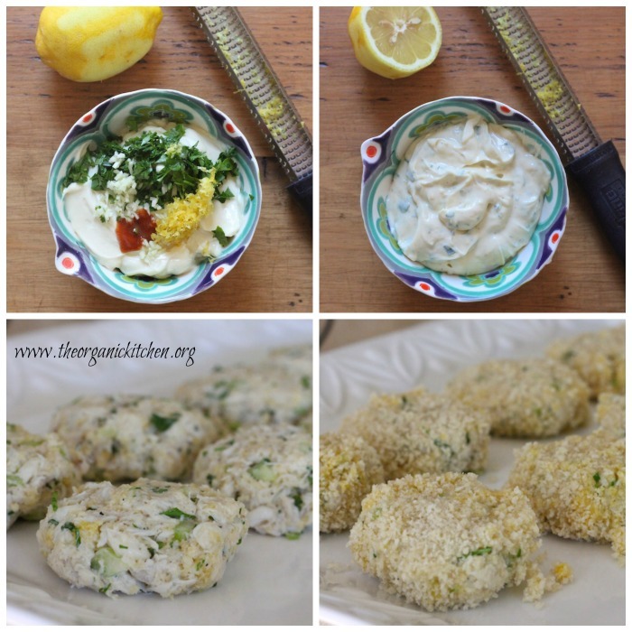 A demonstration of how to make aioli and crab cakes