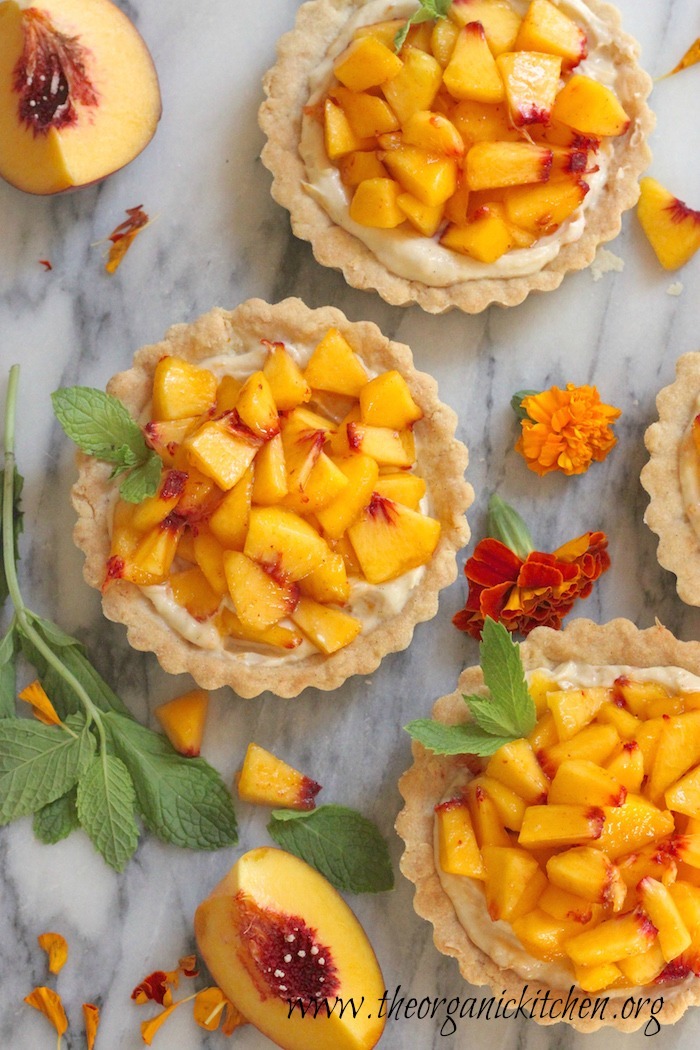 Fresh Peach Tarts with Shortbread Crust (Gluten/grain free option)