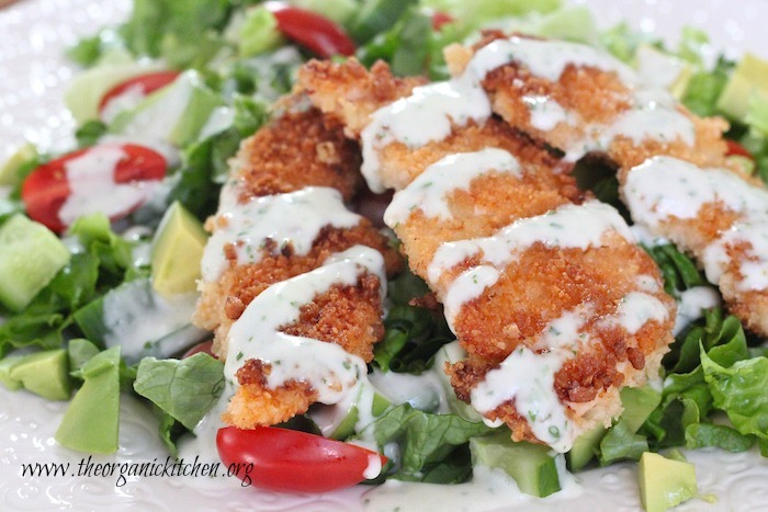Crispy Fried Chicken Salad with Buttermilk Ranch (Gluten and Dairy Free Options!)