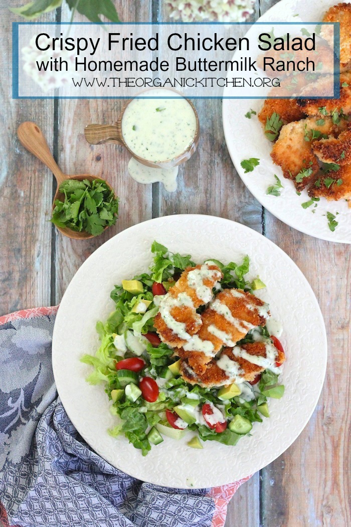 Crispy Fried Chicken Salad with Buttermilk Ranch (Gluten and Dairy Free Options!)