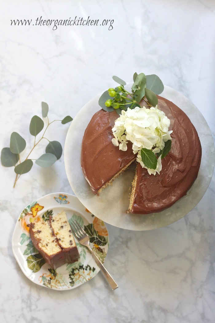 Vanilla Chocolate Chip Cake with Whipped Ganache!