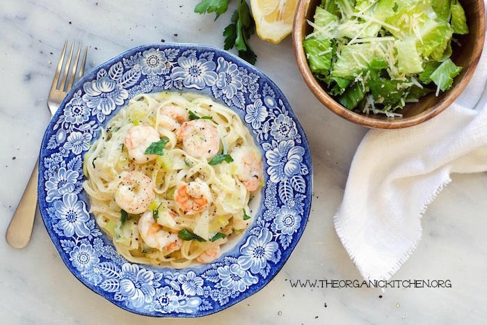 Shrimp Scampi with Romaine Salad