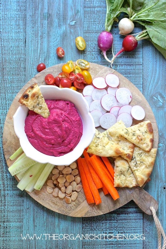 Roasted Beet Hummus Appetizer Platter!