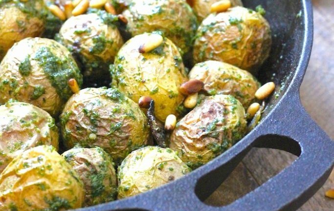 Roasted Baby Potatoes with Pesto